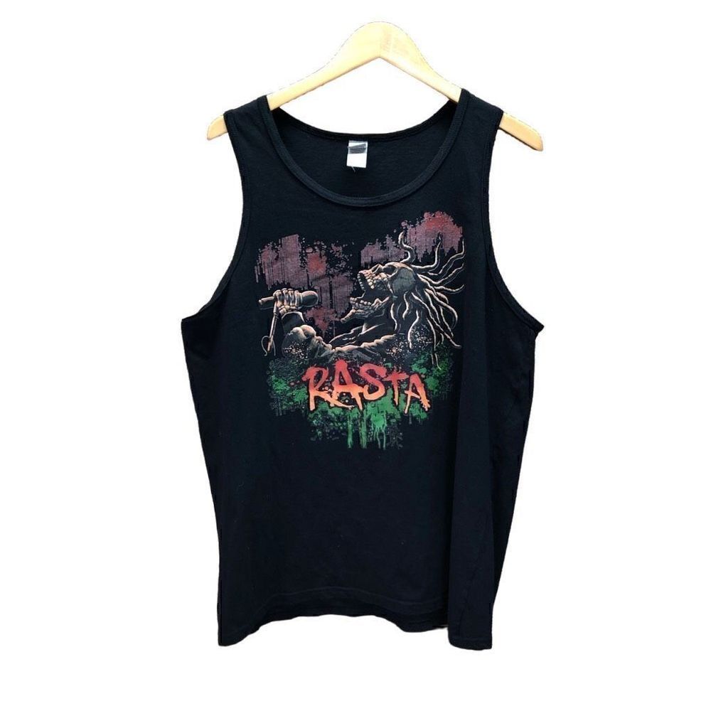 Rasta Gildan Extra Large (XL) Tank Top Black  RASTAFARIAN JAMAICA JAMAICAN REGGA